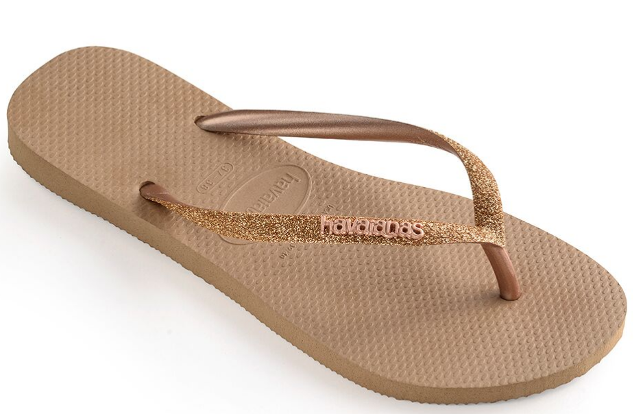 havaianas slim glitter rose gold